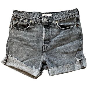 Levi's Premium Wedgie Straight Gray Frayed Hem Jean Shorts - 31